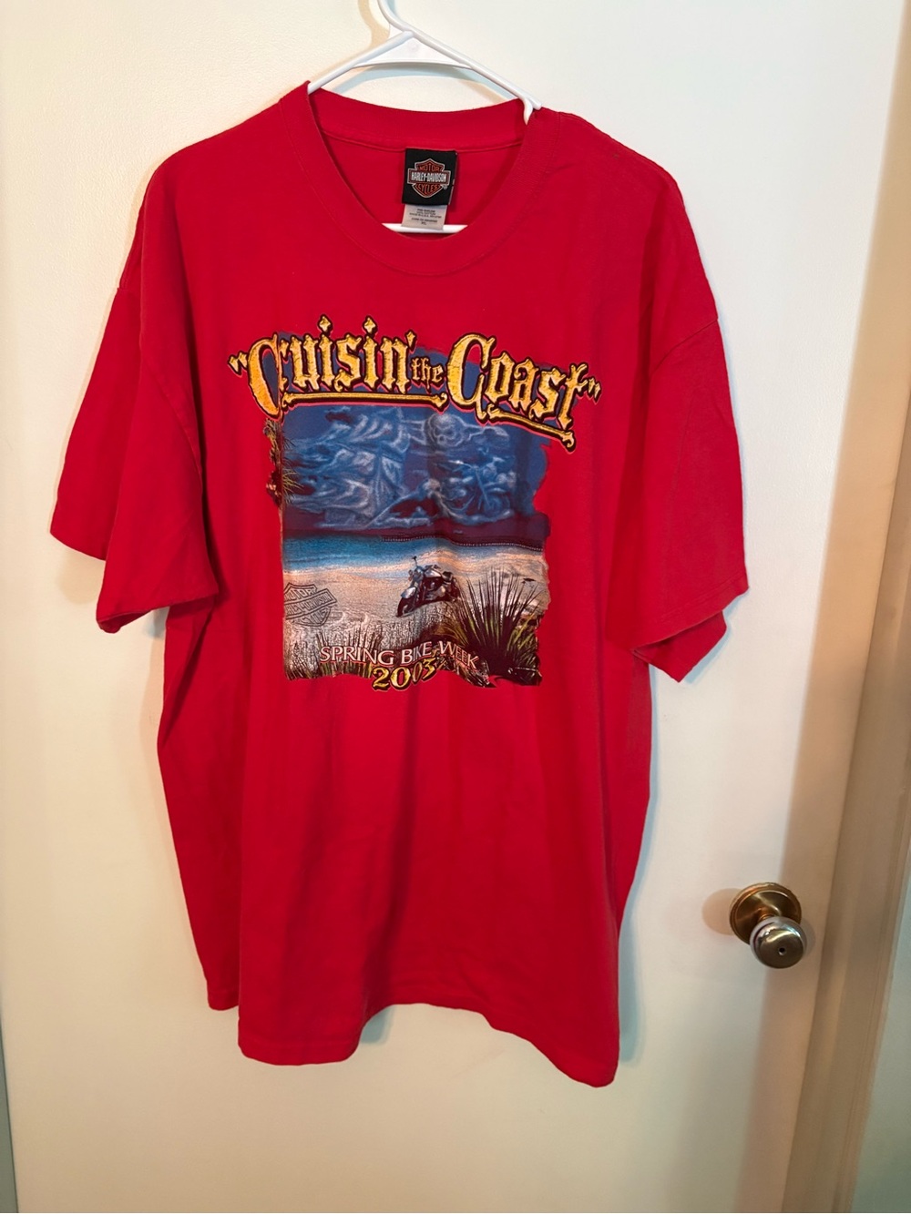 Harley-Davidson Red 'Cruisin the Coast' Graphic Short Sleeve Tee